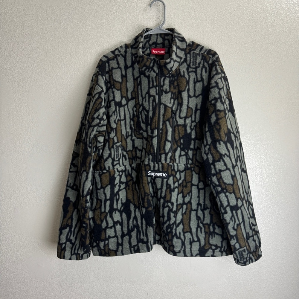 Supreme Polartec Half Zip Pullover Olive Treebark Camo Size XL